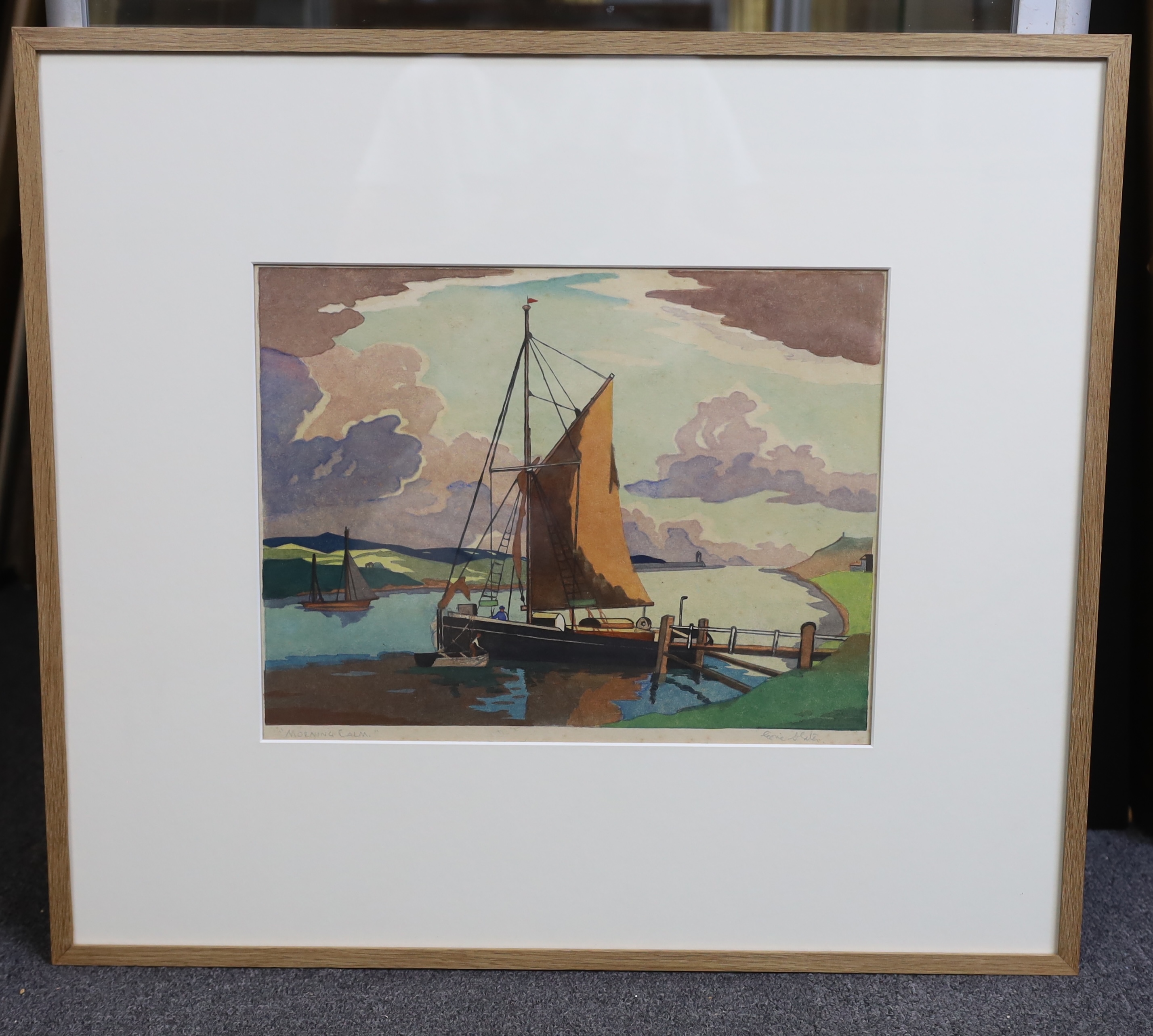 Eric Slater (British, 1896-1963), 'Morning Calm', wood engraving, 27 x 36.5cm